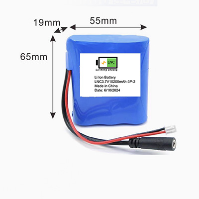 3.7V 18650 10200mAh Rechargeable Battery with connectors