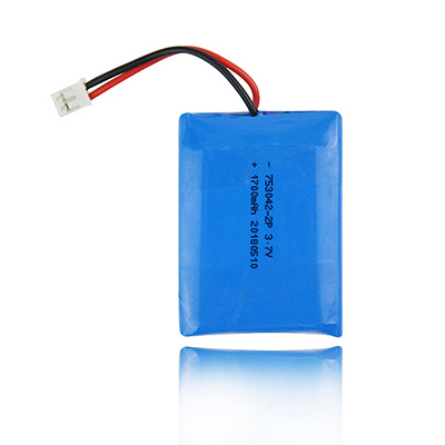 3.7V 1700mAh 2P 753042 Lithium Polymer Battery (LiPo)